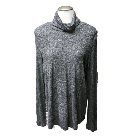 Anthropologie Saturday Sunday Top Large Turtleneck A-line Poly-blend Tunic Grey - Picture 1 of 8